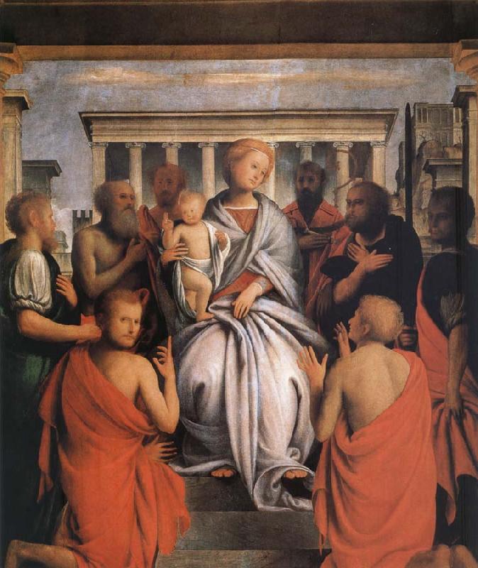 Bartolomeo Suardi The Madonna and the Nino with eight holy Germany oil painting art